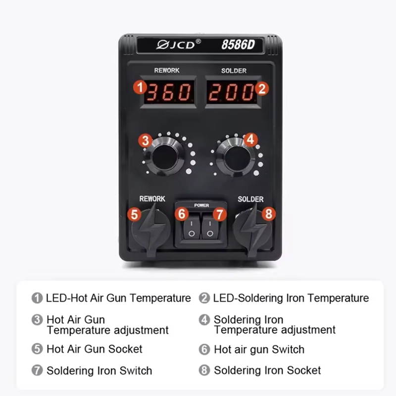 Stacja lutownicza 8586D 2w1 75 – Smd Rework Station Hot Air Soldering 2 In 1 recenzja i cena