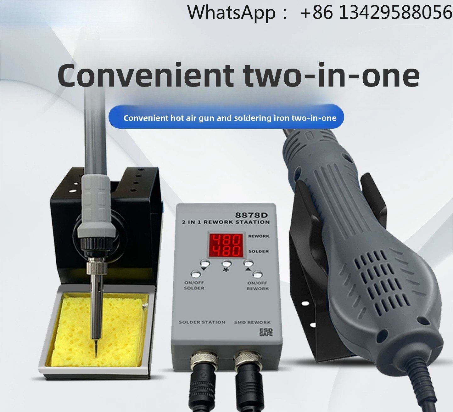 Stacja lutownicza 2-w-1 8878D  – Smd Rework Station Hot Air Soldering 2 In 1 recenzja i cena