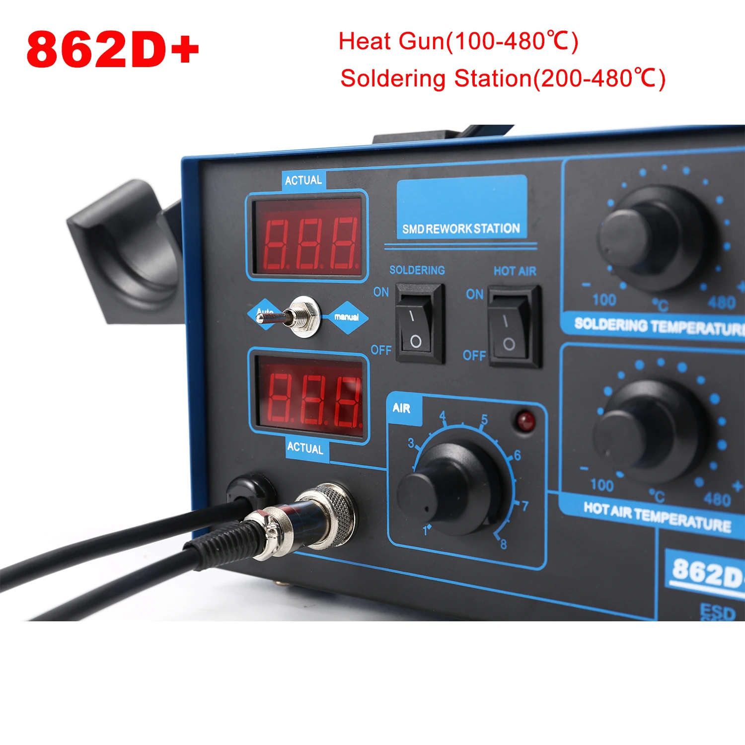 Stacja lutownicza 862D+ 2 w 1, – Smd Rework Station Hot Air Soldering 2 In 1 recenzja i cena